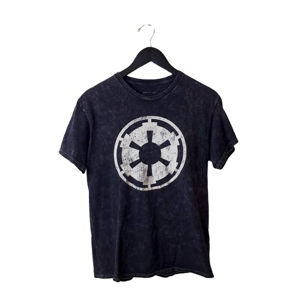 Star Wars T Shirt Stone Wash Graphic Tee Short Sleeve Cotton Solid Logo S - Picture 7 of 7